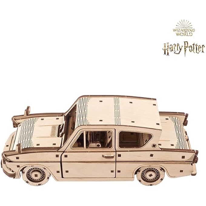 HARRY POTTER FLYING FORD ANGLIA MODEL CAR KIT  3D PUZZLES FOR ADULTS TO BUILD - TOY CARS MODEL BUILDING WOODEN PUZZLE CRAFT KIT - CAR MODEL DIY KIT INCLUDES WIND UP ENGINE AND EJECTION SEATS - Image 3